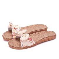 Summer 5 Colors Floral Women Slippers Flax Straw Bohemia Beach Linen Home Kasut