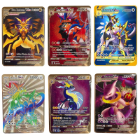 อะนิเมะ Pokemon Vmax Vstar Scarlet Violet Miraidon Koraidon Charizard Mewtwo ทองสีดำภาษาอังกฤษคอลเลกชันการ์ดโลหะเกมของขวัญ-Caidour