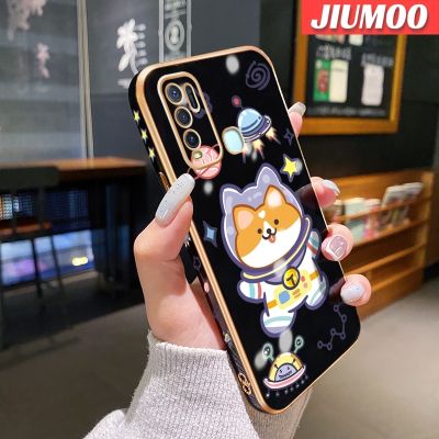 JIUMOO เคสสำหรับ Vivo Y50 Y30 Y30i การ์ตูนน่ารักพื้นที่ลูกสุนัขดีไซน์ใหม่นุ่มหรูหราเคสมือถือชุบโลหะขอบด้านข้างสี่เหลี่ยมเคสกันกระแทกคลุมทั้งหมดป้องกันเลนส์กล้องเคส