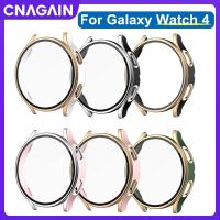 เคส CNAGAIN สำหรับ Samsung Galaxy Watch 4/5 44มม. 40มม. กระจกเทมเปอร์หน้าจอสมาร์ทวอท์ช + ฝาครอบ PC สีโลหะสองสีกันชนป้องกัน