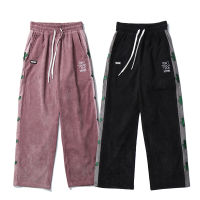 Aolamegs Sweatpants Men Side Stripe Plant Embroidery Joggers Trousers Pants Elastic Waist Straight Baggy Cozy Fashion Streetwear