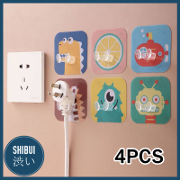 SHIBUITH  (4 ชิ้น) Plug Holder ที่แขวนหัวปลั๊กลายการ์ตูน  ที่จัดระเบียบหัวปลั๊กไฟ ไม่ต้องเจาะ กาวนาโน ลอกออกได้