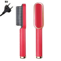 Ionic Hair Straightener Brush Ceramic Heating Straightening &amp; Curls Anti Scald Feature Frizz-Free Silky Hair Straightening Comb