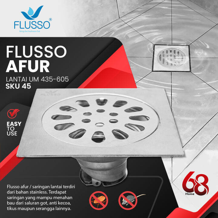 Saringan Got Afur Kamar Mandi Flusso Floor Drain Stainless Saringan