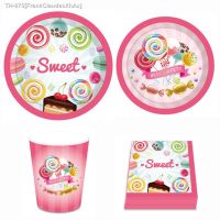 ✣☇ Sweet Lollipop Theme Party Decorations Tableware Sets Kids Candy Sugar Girls Birthday Party Supplies Baby Shower Favors