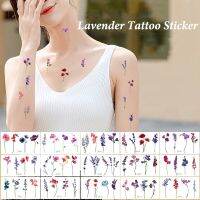 Female Temporary Tattoo15pcs/set Small Fresh Colorful Small Flower Lavender Waterproof Long Lasting Arm Clavicle One Time Tattoo Stickers