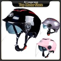 【LZ】┋▩  Capacete de motocicleta com lente dupla para homens e mulheres capacete de veículo protetor solar bateria meio capacete leve universal verão 4 estações