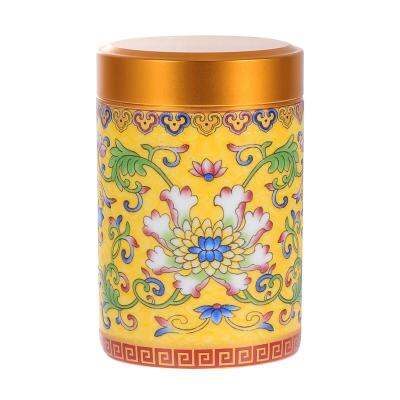 1pc Vintage Enamel Storage Can Aluminum Alloy Ceramic Tea Canister Loose Tea Jar Storage Dry Fruit Storage Jar 7X4.5X4.5CM