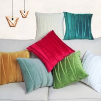 Velvet Striped Embroidery Cushion Cover 30X50 45X45 50X50cm Solid Color Square Moden Home Decoration Throw Pillowcase AJJ033AML Cushion Cover