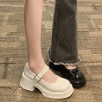 Gifts High -Heeled Maryzhen WomenS Shoes 2023 New Small White Thick Heel French -Style Skirt Leather