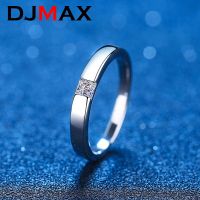 DJMAX 0.3CT แหวนหมั้นตัด Moissanite สำหรับผู้หญิงผู้ชายไม่มีสีวงเจ้าสาวสีเงิน