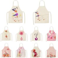 Sleeveless Linen Apron Men and Women Household Cleaning Tools Apron Nail Polish Ladies Perfume Printing Kitchen Apron Aprons