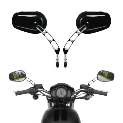 Motorcycle กระจกมองหลังแบบเกลียว8มม. สำหรับ Harley Touring Road King Sportster XL1200L XL883 Dyna Softail คนขี่ต่ำถนน