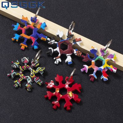 18 in 1 Multi-tool Snowflake Wrench Portable Colorful Spanner Stainless Steel Hand Tools mini Screwdriver Corkscrew Wholesale