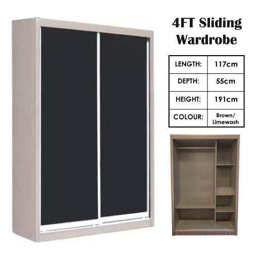 [Furniture Amart] Sliding Wardrobe 4FT Simple Black Glass Door (Free