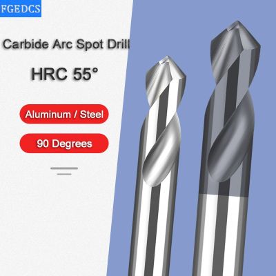 คาร์ไบด์ทังสเตนเหล็กจุดโค้งเจาะดอกกัดอลูมิเนียม 90 องศา 1 2-12mm Chamfer Mill Center Bit CNC Milling Cutter HRC55