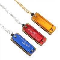 Harmonica 4 Holes 8 Tones Diatonic Metal Chain Necklace Mouth Organ for kids Music Lovers