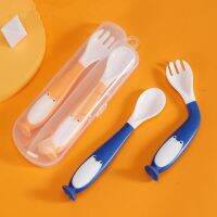 Silicone Spoon for Baby Utensils Set Auxiliary Food Toddler Learn To Eat Training Bendable Soft Fork Infant Children Tableware Bowl Fork Spoon Sets