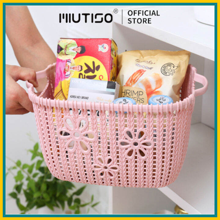 Miutiso Plastic Storage Basket Desktop Rattan Basket Storage Bbox