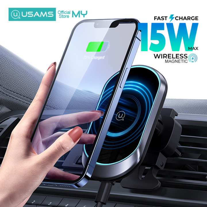 USAMS 15W Magnetic Car Wireless Charging Phone Holder (Air Vent) | Lazada