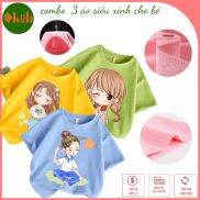 Áo phông cộc tay cho bé gái, áo cotton bé gái từ 12