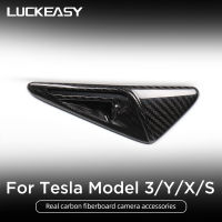 สำหรับ Tesla รุ่น3 Ysx คาร์บอนไฟเบอร์อุปกรณ์เสริม Model3 2017-2023ด้านมาตรฐาน Leaf Board สติกเกอร์ด้านข้างกล้องป้องกัน Cover