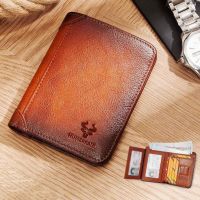 HUMERPAUL Mens Trifold Wallet with 2 ID Windows RFID Blocking Credit Card Holder Classic Male Slim 2 Note Compartments Purse