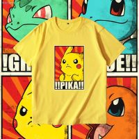 【HOT】Anime T-shirt▲&amp;gt; Pokemon Pokémon Jenny Turtle Fire Dragon Pikachu เสื้อยืดแขนสั้นผู้ชาย joint100%cotton