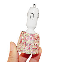 Crystal Rhinestones Dual USB Quick Charge Car Charger For Ipad Rotate Fast Charging Adapter