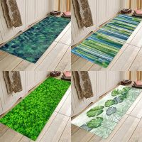 【PPQ Home Life Museum】 Nordic Plant Cactus Clover Print Flannel Floor PadDoor Mat เสื่อห้องน้ำ Kitchen Mat Bedroom Mat