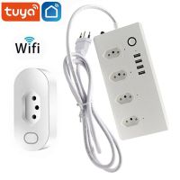 WiFi Smart Outlets Brazil 220v Power Strip 4 Usb Port Interface 1.5m Extension Cable Alexa &amp; Google Home Ratchets Sockets