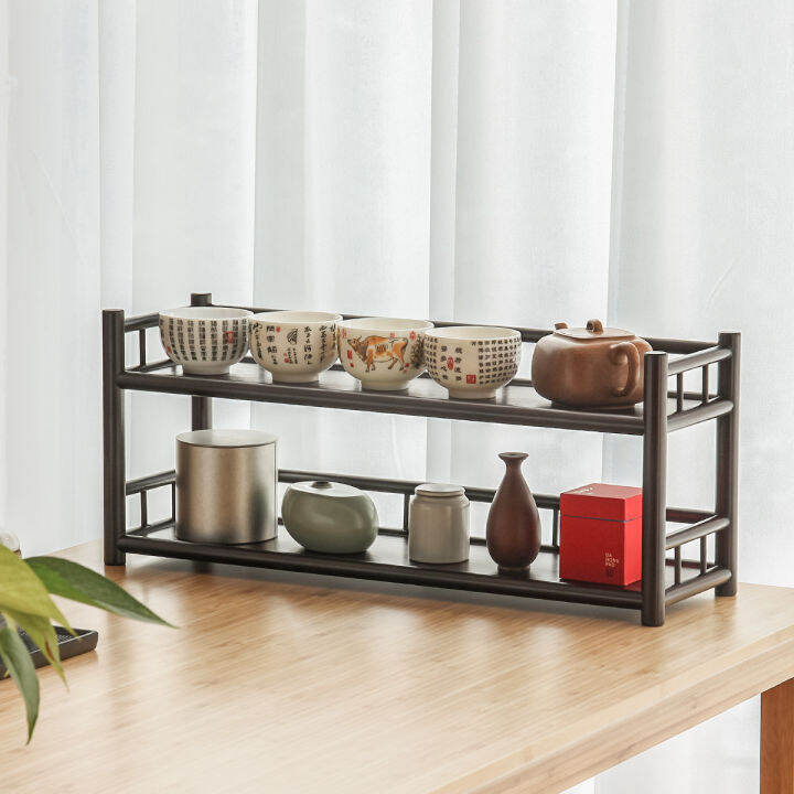 Desktop Bogu rack, small solid wood decoration, storage of tea cups