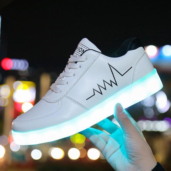 ผลิตภัณฑ์ใหม่-2020usbชาร์จเจ็ดสีไฟledรองเท้าผู้ชายและผู้หญิงรองเท้าแสงรองเท้าเต้นรำคู่