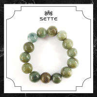 [SETTE] Quartz Bead Bracelet [เซตเต้] สร้อยข้อมือ สร้อยแขน กำไล หินควอตซ์สีเขียวหยก ขนาด 13.5 - 14 มม