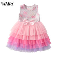 VIKITA Lace Layered Dress for Girls Toddlers Princess Party Prom Dresses Kids Tutu Dress Children Sleeveless Summer Clothes