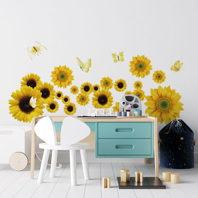 3D Butterfly Wall Decor Sunflower Wall Art Removable Flower Stickers 3D Butterfly Wall Decor Yellow Floral Decals Nursery Room Decoration Kitchen Backsplash Stickers Bedroom Wall Accents Bathroom Tile Decals Peel And Stick Flowers Floral Home Decor