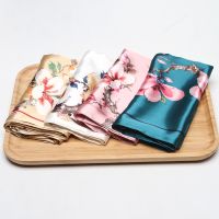 【CC】⊙✌  2022 Hijab Scarf Floral Print Kerchief Silk Hair Handkerchief Female Scarves Ladies