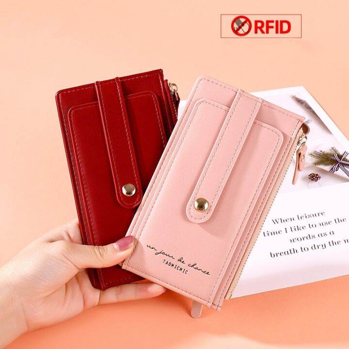 layor-wallet-rfid-ผู้หญิงผู้ถือบัตรหนังนิ่มกระเป๋าเงินเหรียญกระเป๋าสตางค์หญิงธุรกิจบัตรเครดิตกระเป๋าสตางค์สุภาพสตรีซิปคู่กระเป๋าคลัทช์มินิ