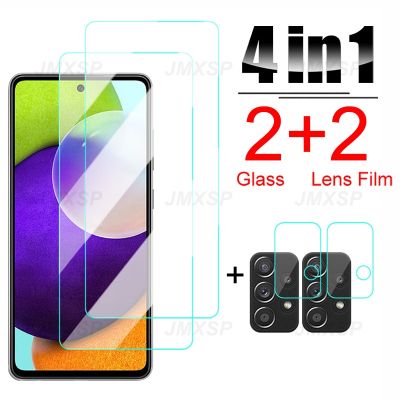 ☃ 4in1 Tempered Glass For Samsung A02 A12 A22 A32 A42 A52 A72 Protective Glass on Samsung Galaxy M02 M12 M22 M32 M62 M52 Lens Film