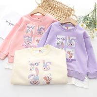 [COD] 2023 autumn new childrens girl Xingdailu fake two-piece sweater cartoon print round neck pullover top t tide