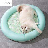 SHENEY เสื่อระบายความร้อนเบาะเเท่สุนัขทรงกลมนุ่มสบายระบายอากาศได้ดีที่นอนแมวสำหรับฤดูร้อน