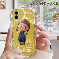 เคส Chenyyka สำหรับ iPhone 12 12 12 Pro 12 Mini 12 Pro Max เคสการ์ตูนน่ารักลายผู้หญิงสวยเนื้อครีมลูกคลื่นนุ่มเคสมือถือกันกระแทกแบบใสที่สร้างสรรค์เคสโปร่งใสลายกล้องถ่ายรูปสีอ่อนโยนป้องกัน