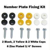 New High Quality 6Pcs Car Number Plate Fixing Fitting Kit Screws And Caps Convenient Durable Black White Yellow Caps#294009 Nails Screws Fasteners