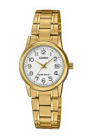 Casio Standard นาฬิกาข้อมือผู้หญิง สายสแตนเลส รุ่น LTP-V002G,LTP-V002G-7B2 (CMG) - สีทอง