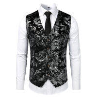 Paisley ดอกไม้ Steampunk ชุดเสื้อกั๊กผู้ชาย2022คลาสสิก V คอ Slim Fit Single Breasted Flannel Waistcoat บุรุษแต่งงาน Gilet Homme