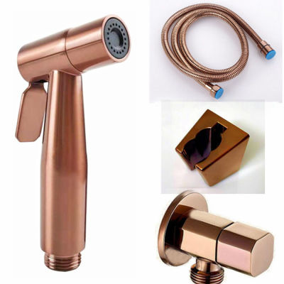 Rose Gold Hand Held Bidet Sprayer Stainless Steel Douche Kit Toilet Bidet Shattaf Copper Valve Jet Set Shower Head