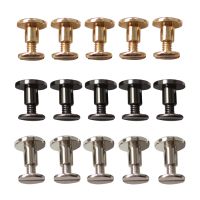 20PCS 5mm Copper Flat Head Shape Studs Rivets with Screws for DIY Craft Leather Necklace Bags Shoes Jackets Belts