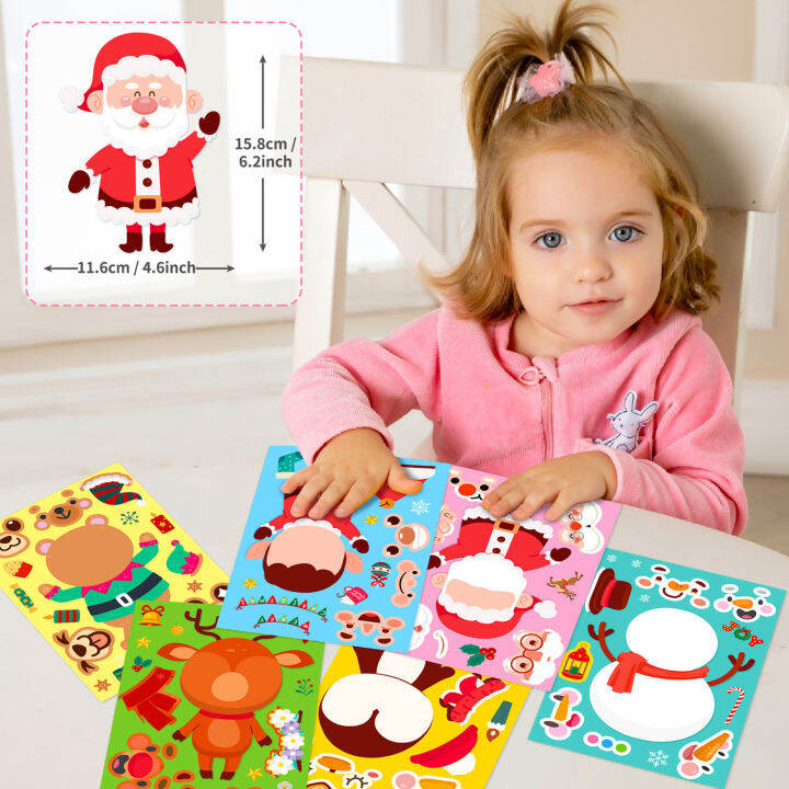 Christmas Stickers Cartoon Christmas Facechanging Stickers Christmas Diy Puzzle Sticker Set