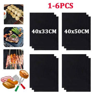 【YF】 1-6pcs Non-stick BBQ Grill Mat 40x33cm Baking Tools Cooking Grilling Sheet Heat Resistance Easily Cleaned Kitchen