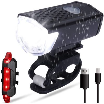 ❧✉ Bike Light USB Rechargeable MTB Bicycle Front Back Taillight Set Cycling Safety Warning Light Waterproof Bicycle Lamp Flashlight